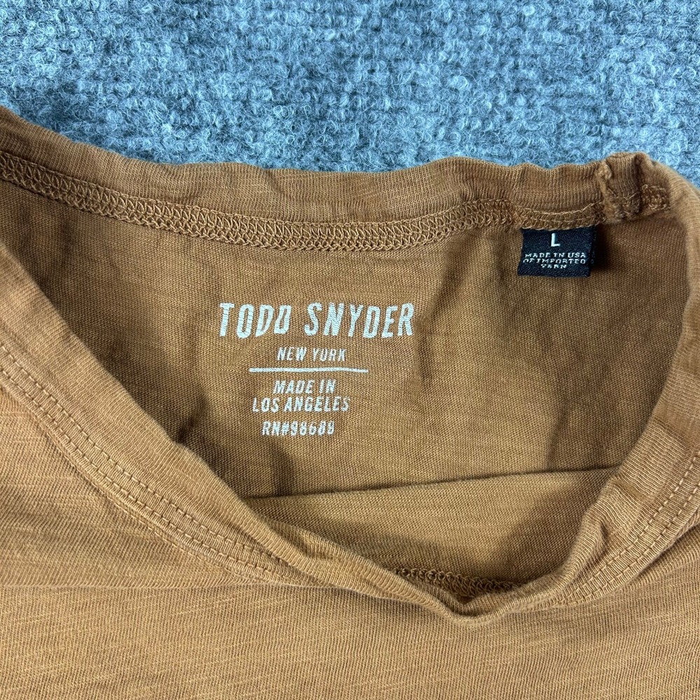 Todd Snyder Pocket T-Shirt Mens L Brown Long Sleeve Slub Cotton Crew Neck - Picture 5 of 9